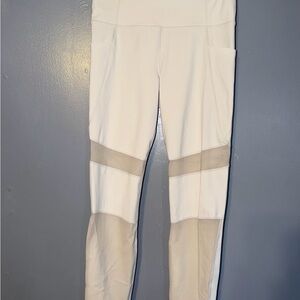 Athleta White Mesh Panel Leggings – Size M